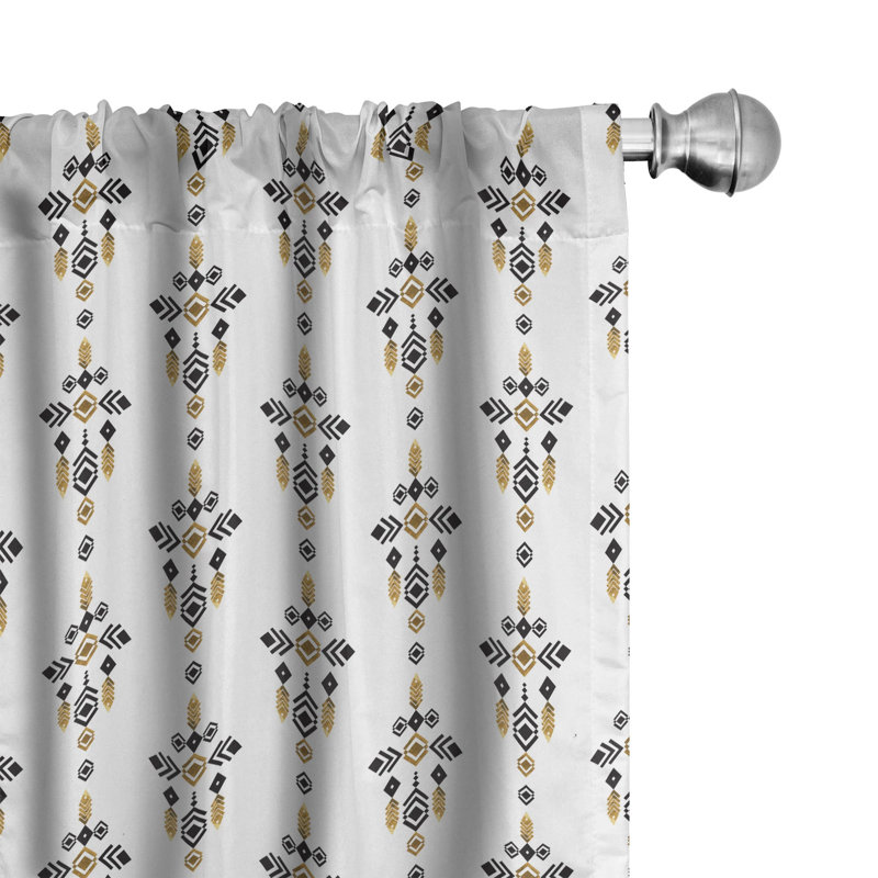Tribal Geometric Semi-Sheer Rod Pocket Sliding Panel, 28" x 95"