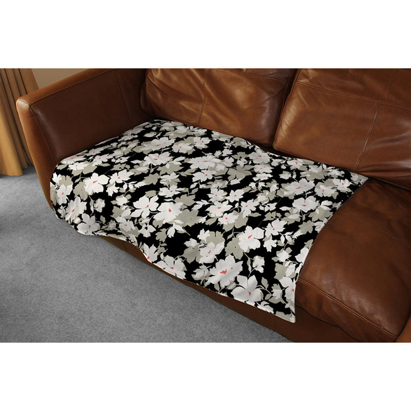 Couverture de fleurs, 65 po x 80 po, Noir