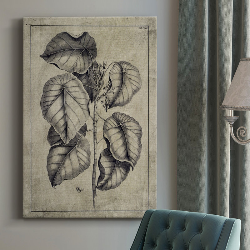 Foliage antique embelli IV - peinture sur toile tendue, H 18 po x l 12 po x P 1 po