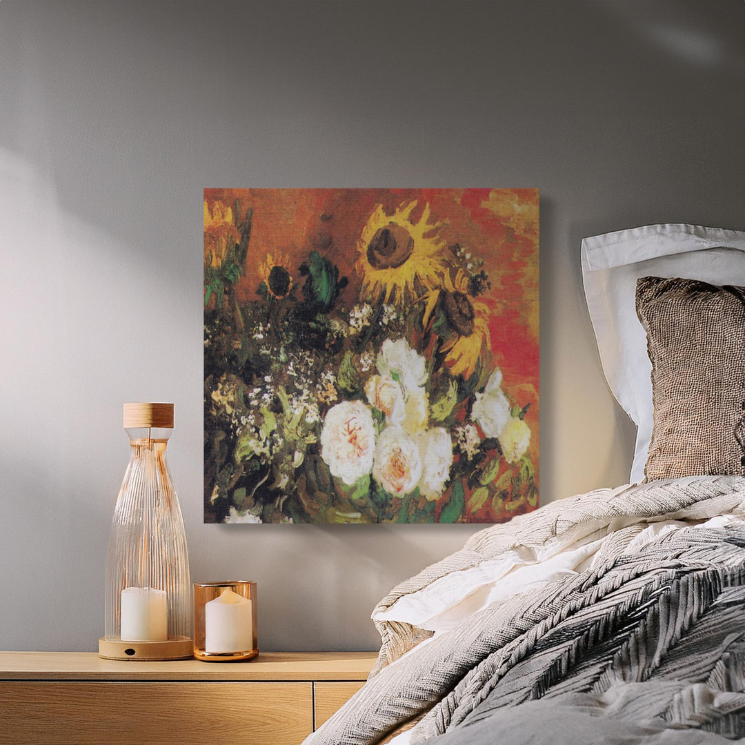 Vibrant Sunflowers Roses Floral Quam
