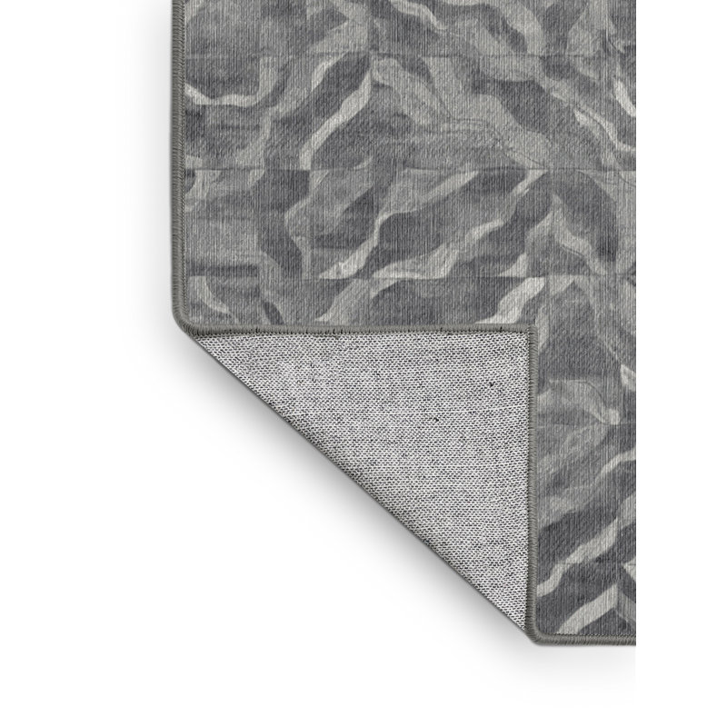 Tapis gris lavable à la machine, Rond 4 pi