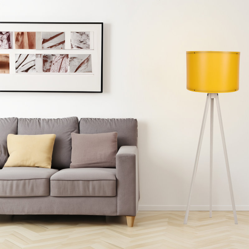Lampe trépied 57 po Kisa, Crème, Jaune