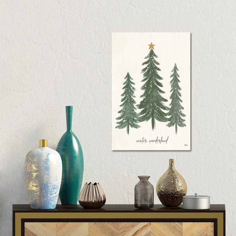 Woodland Christmas Trees - reproduction d'art mural - toile tendue, Toile tendue, Ne s’applique pas, H 18 po x l 12 po