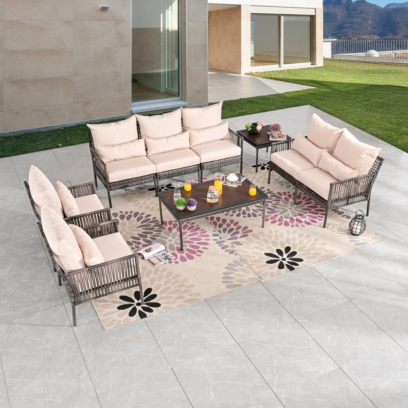 Aalaysia 9-Piece Outdoor Wicker Conversation Set