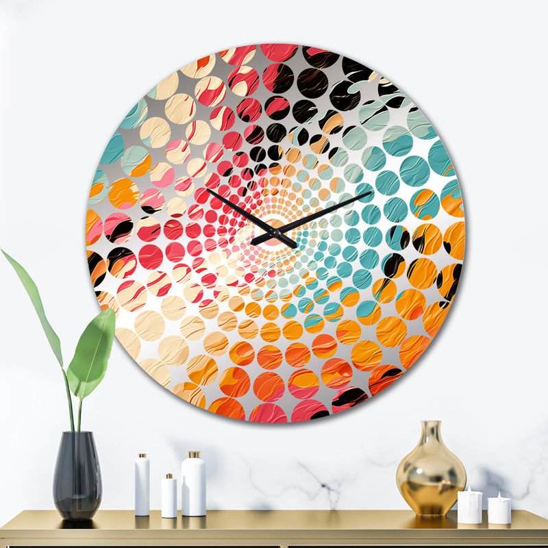 Horloge murale abstraite multicolore Feather Fury, Très grand