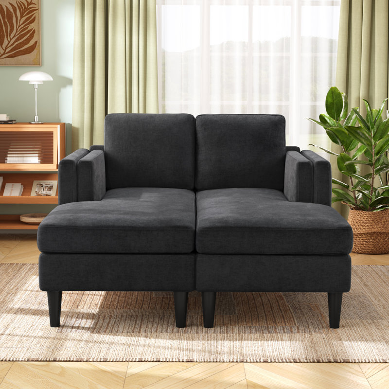 Méridienne moderne avec méridienne et canapé-lit 53,5 po, Black