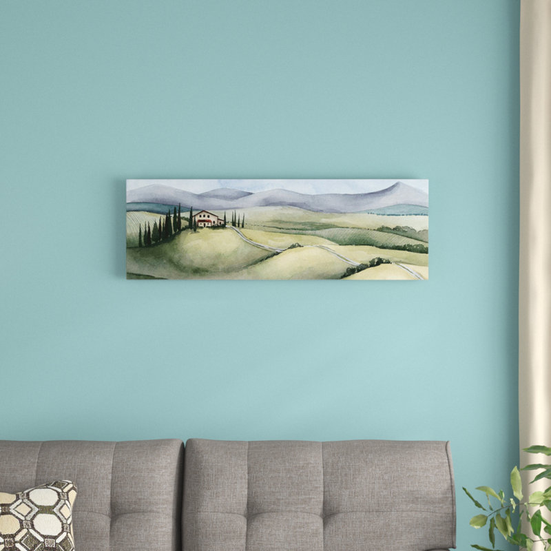 « aquarelle tuscany iii », reproduction de peinture à l’aquarelle sur toile, H 12 po x l 36 po x P 1,5 po, Toile tendue
