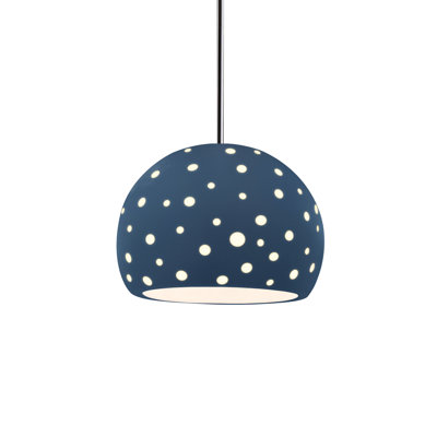 Luminaire suspendu sphère 1 lumière perforée - ciel de minuit - chrome poli - l 10 po x H 7,75 po - ampoule remplaçable - tige rigide
