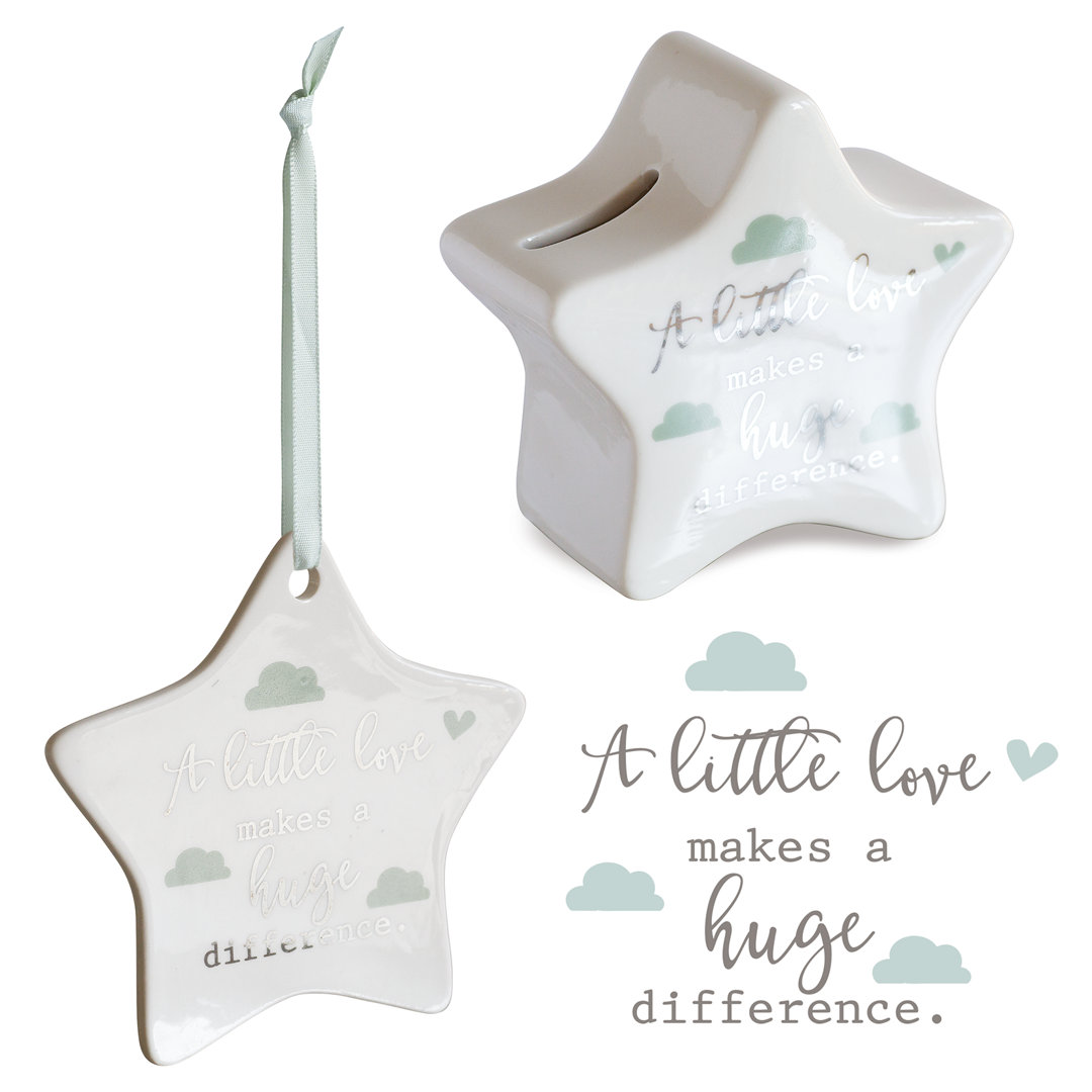 2 Piece Star Money Box And Hanging Star Little Love Wall Décor Set
