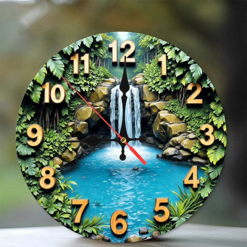 Horloge murale cascade nature sereine