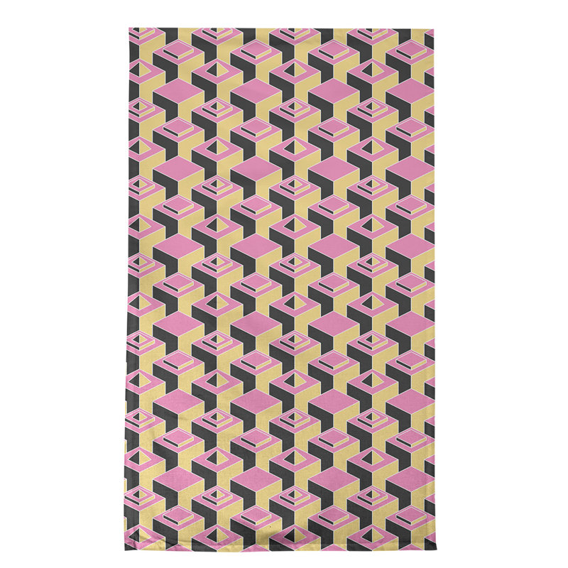 Patricia Geoffrey Tea Towel Kitchen Towel, Yellow/Pink/Black, Poly Twill