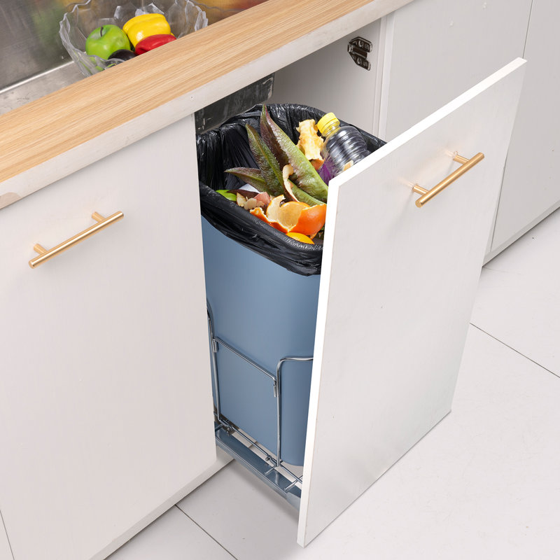 Plastic Open Pull Out Trash Can - 9.24 Gallons