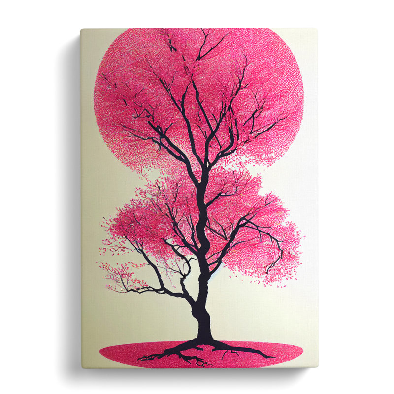 Cherry Blossom Tree Geo - Wrapped Canvas, 60cm H x 40cm W x 3cm D