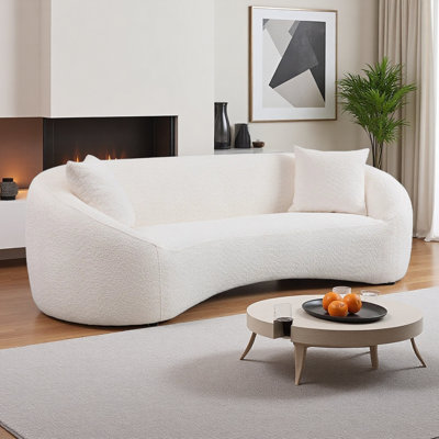 93'' Minimalist Modern Curved Upholstered Sofa，boucle Fabric, 3-seater Cloud Couch