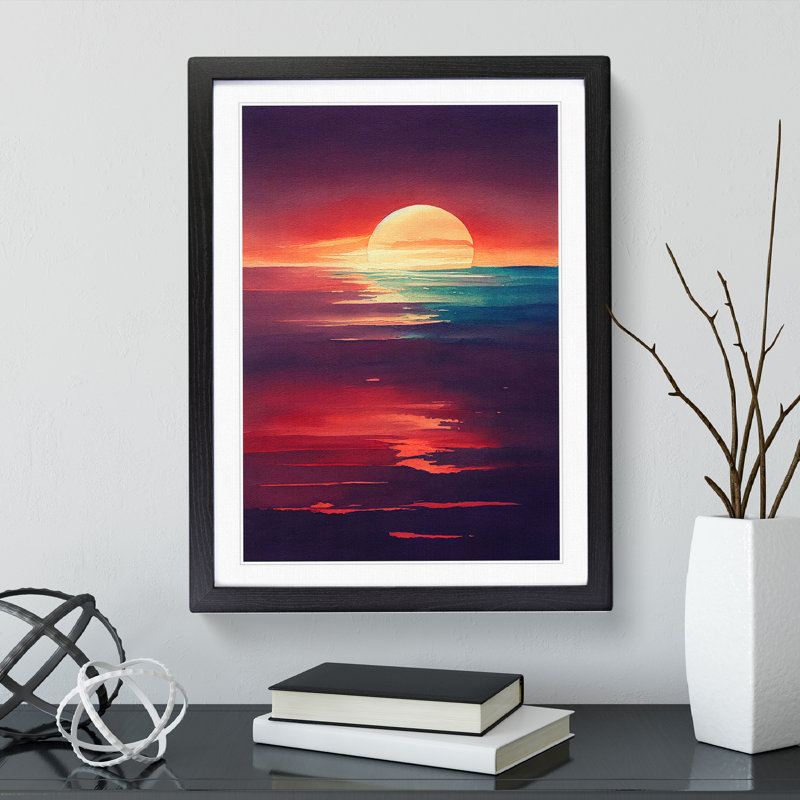 Sunset Watercolour Art No.7 - Framed Print, Black Framed, 64cm H x 46cm W x 2cm D
