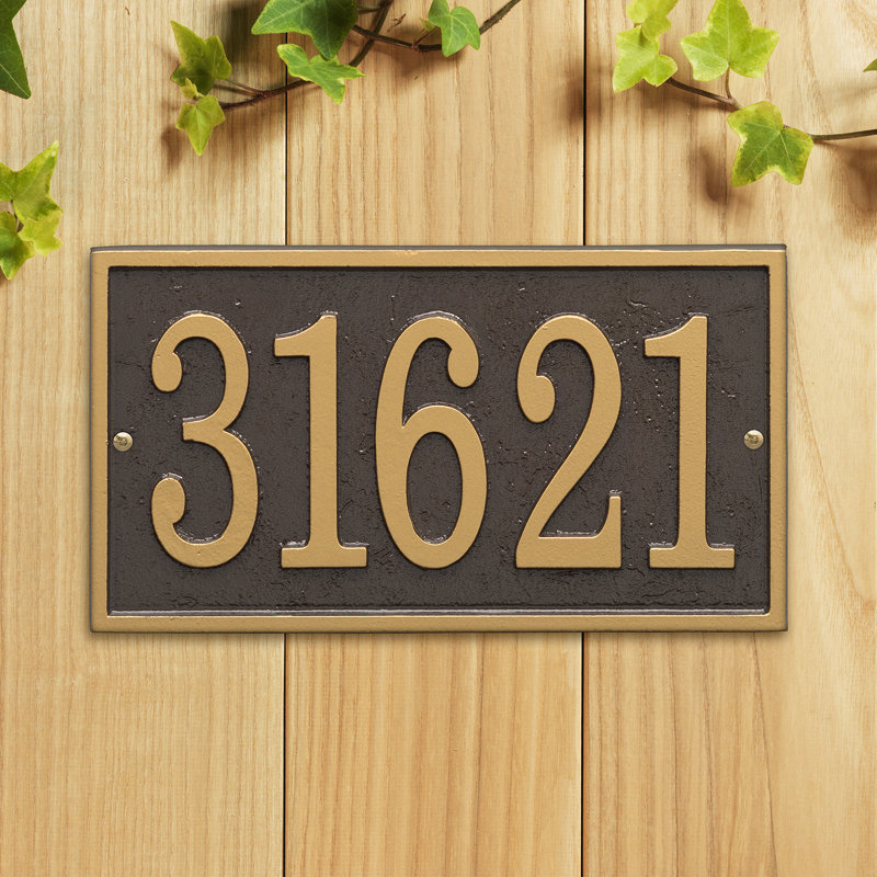 Fast and Easy 1-Line Wall Number Plaque, Bronze/Gold, Yes