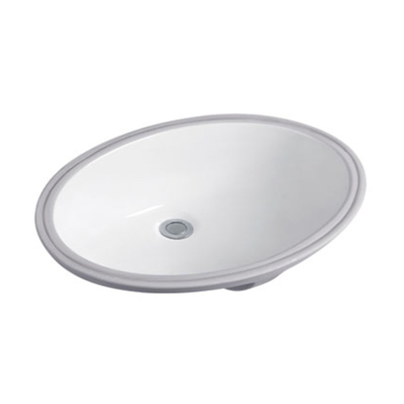 DROP Bath And Kitchen 23.6'' Gloss Ceramic Oval Bathroom Sink with Faucet and Overflow