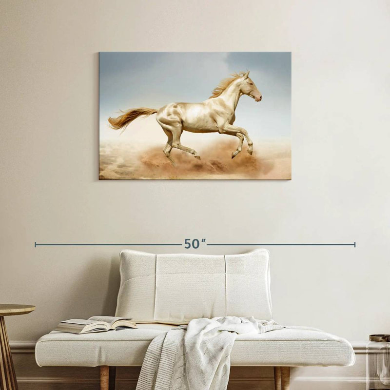 Cheval Akhal Teke qui court, H 24 po x l 36 po