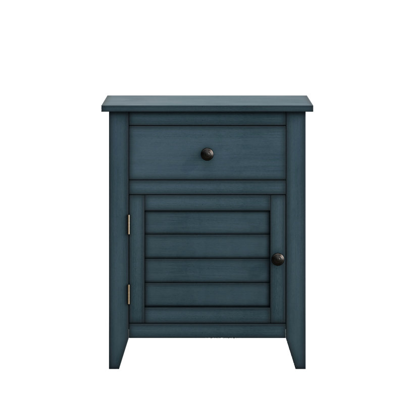 Table de chevet haute de 25 pouces avec tiroir de rangement et table d'appoint, Bleu