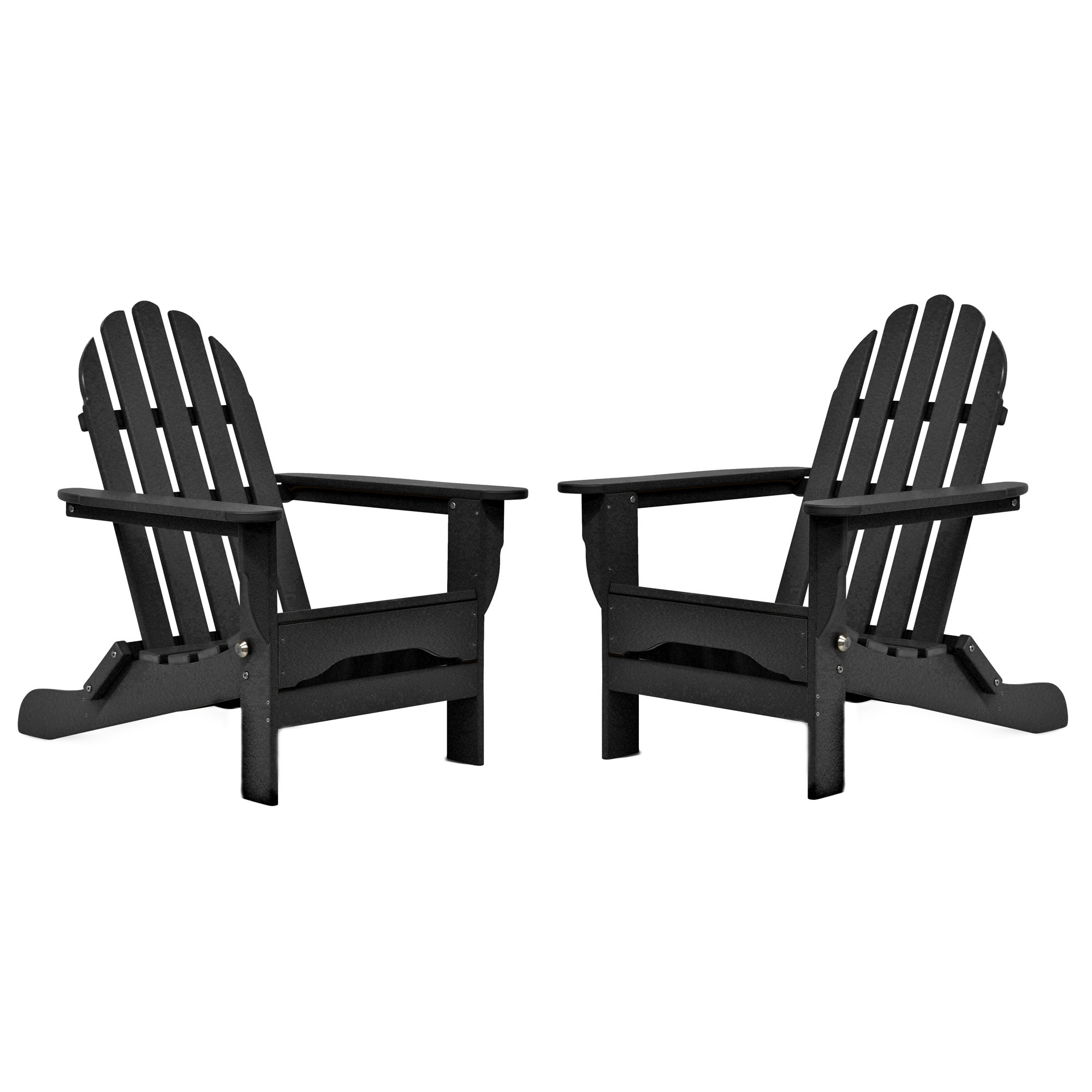 Leighton Foldable Outdoor Adirondack Set, Black