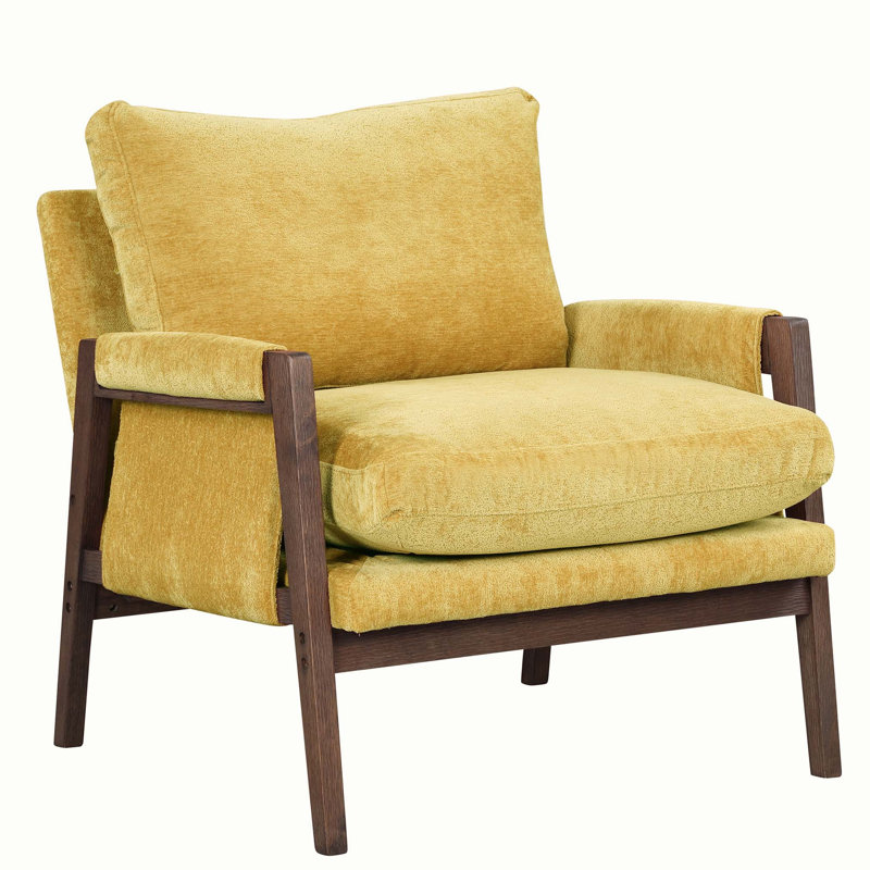 18.9'' H Velvet Upholstered Armchair, Yellow