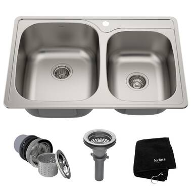 Kraus KHU103-32 Standart Pro 32 16 Gauge Undermount 60/40 Double Bowl Stainless Steel Kitchen Sink