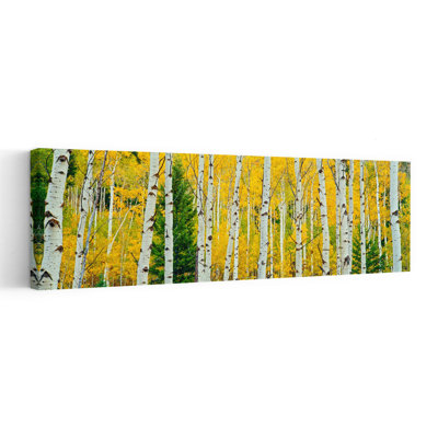 Aspen Grove Granite Canyon Trail Grand Teton National Park Wyoming USA by Leo L. Larson - Wrapped Canvas Panoramic Print