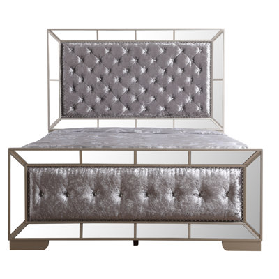 Hollywood Queen Box Spring Bed, Silver Champagne