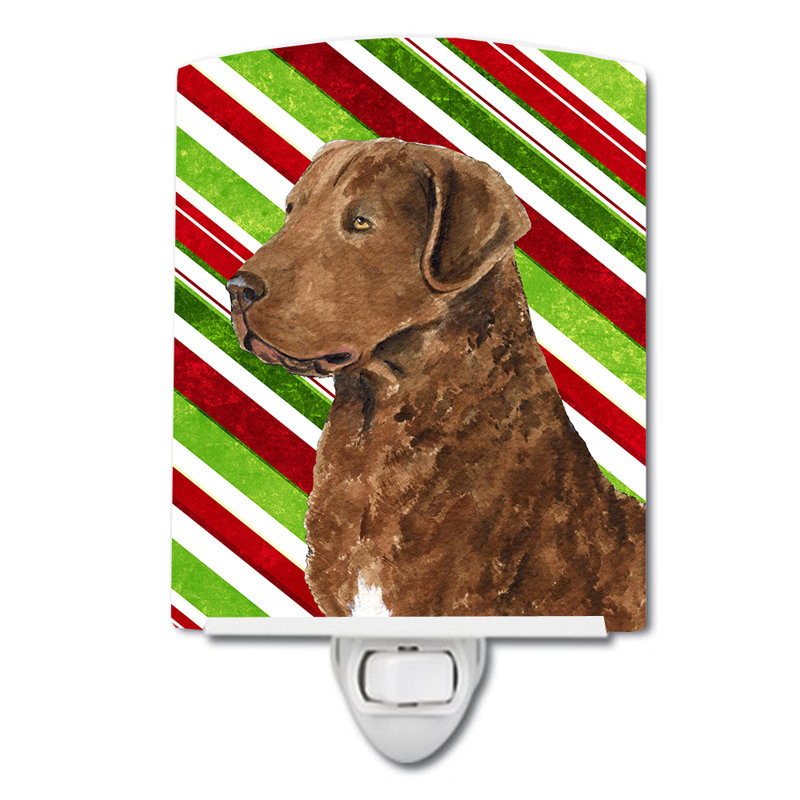 Chesapeake Bay Retriever Candy Cane Holiday Christmas Ceramic Night Light