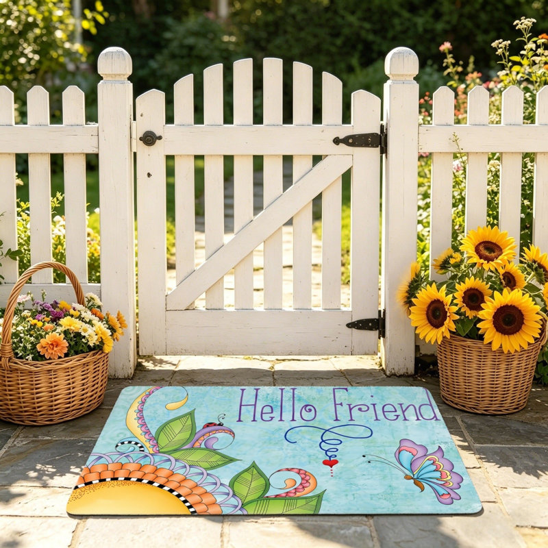 Multicolore tapis de sol fantaisiste à motif de papillons 24 "x 36" Hello Friend