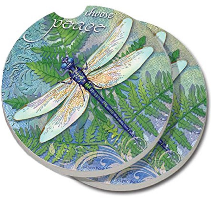 Stoneware Round 2 Piece Car Coaster Set