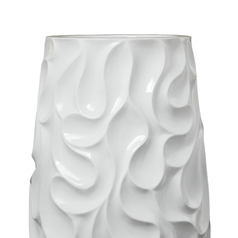 Grand vase décoratif texturé Ciannah, H 23,95 po x l 15,75 po x P 15,85 po, Blanc