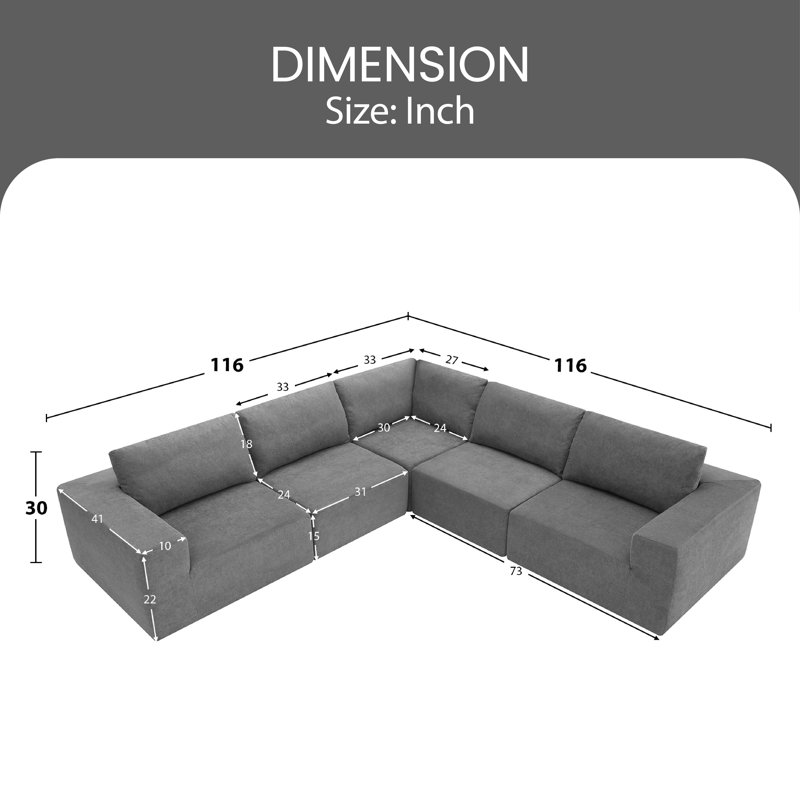Canapé modulaire Darende, Polyester gris