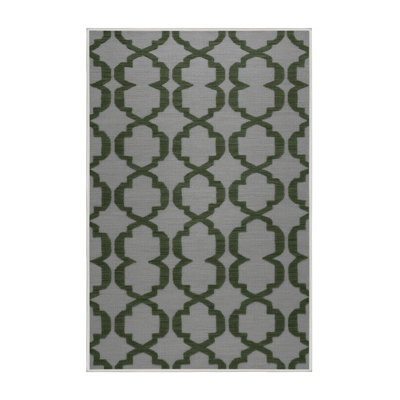 Machine Washable Trellis Green Area Rug