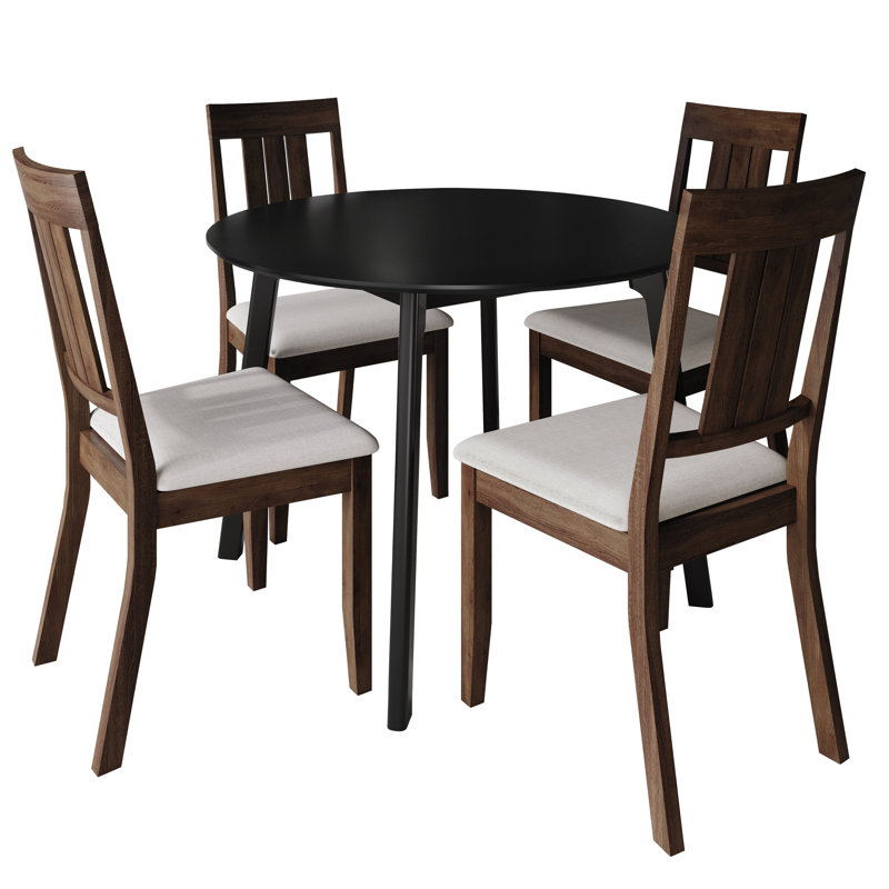 Ensemble de salle à manger brun 5 pièces avec chaises rembourrées Brown, Brun