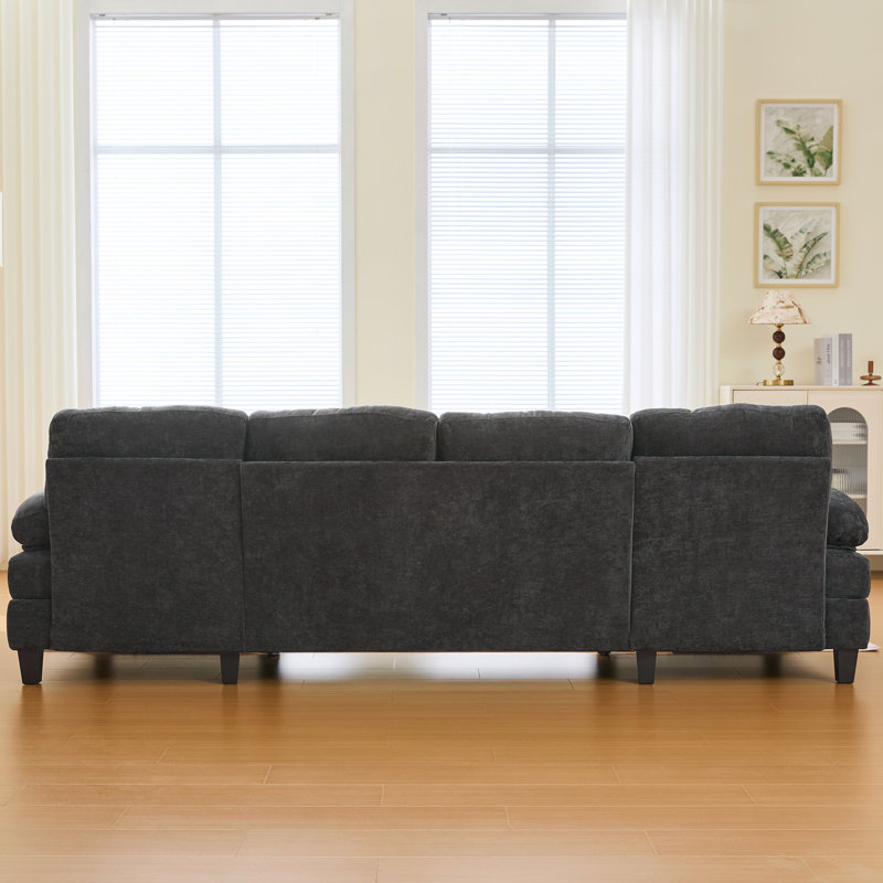 Canapé-lit modulaire en forme de U de 103,5 po avec deux coussins d'accoudoir, Noir