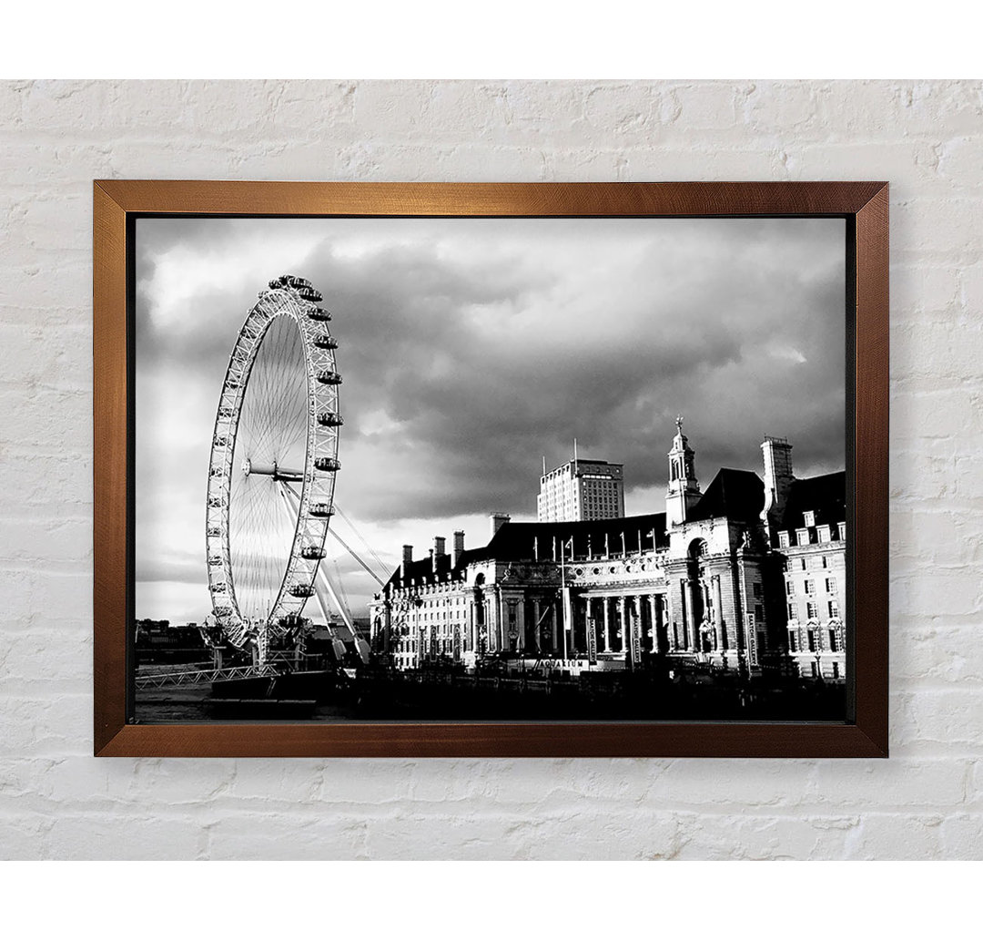 London Eye Clouds B N W - Druck