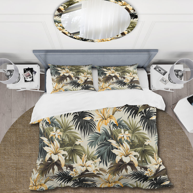 Literie Aaryah, Housse de couette pour grand lit et 2 taies décor