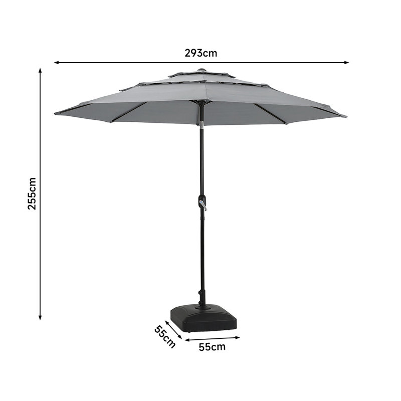 Shirely 293cm Lighted Cantilever Parasol, Light Grey