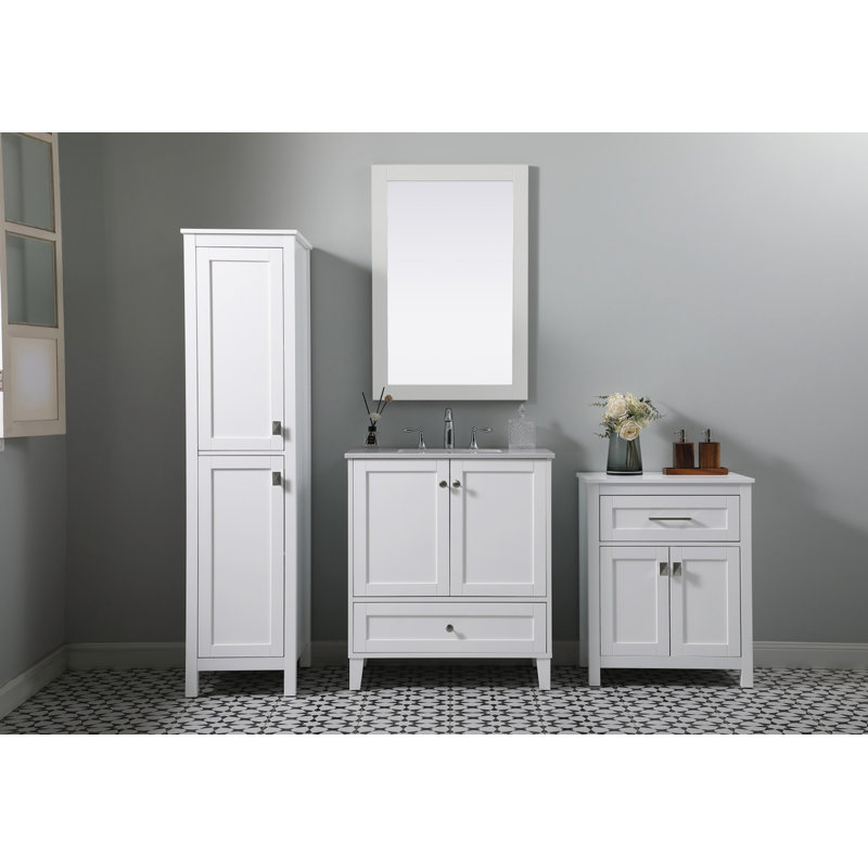 Martirio Bathroom Cabinet, White/Brushed Nickel