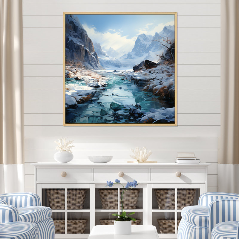 «Island Glacier Charm in Winter», reproduction, Cadre naturel flottant, H 16 po x l 16 po