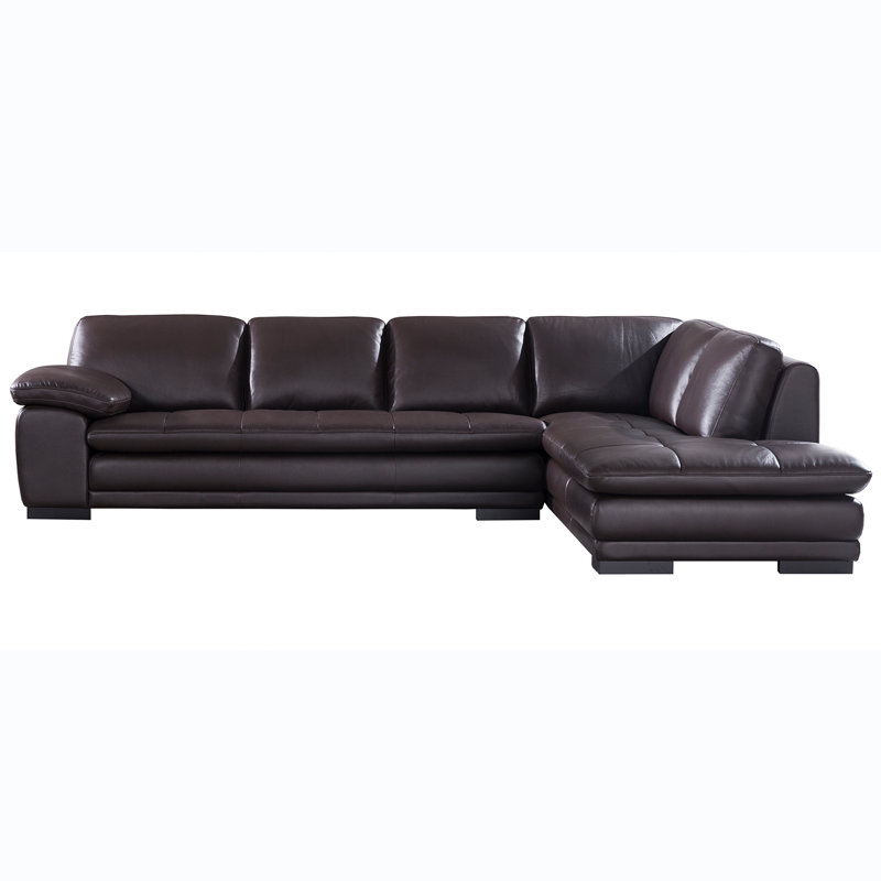 126" Wide Leather Match Sofa & Chaise, Right Hand Facing, Coffee Leather