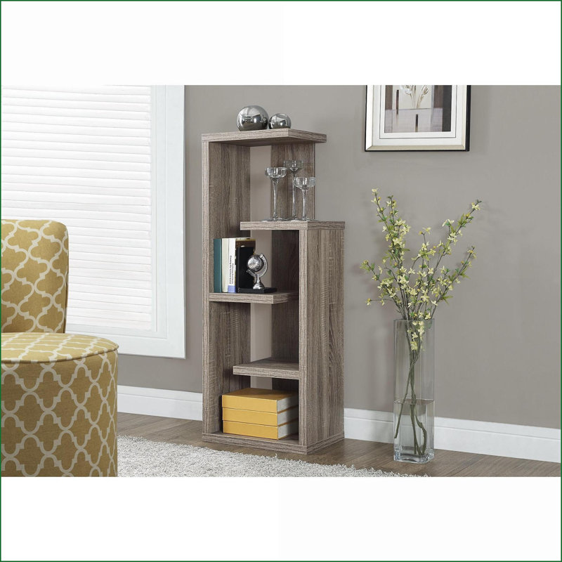 Bibliothèque à 4 niveaux H contemporain de 48 po Taupe foncé | Panneau de particules | Taupe
