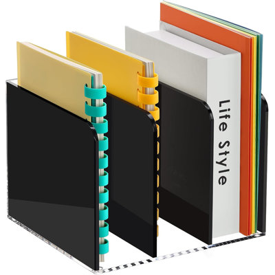 Porte-classeur et organiseur de bureau en acrylique avec 3 compartiments verticaux, support de trieur de dossiers de travail pour le rangement de bureau, de maison et d'école