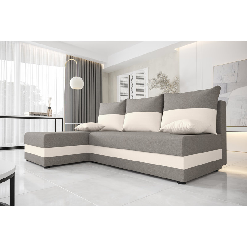 Sidhi 3 Seater Corner Sofa , Left Hand Facing, Cream/Light Grey