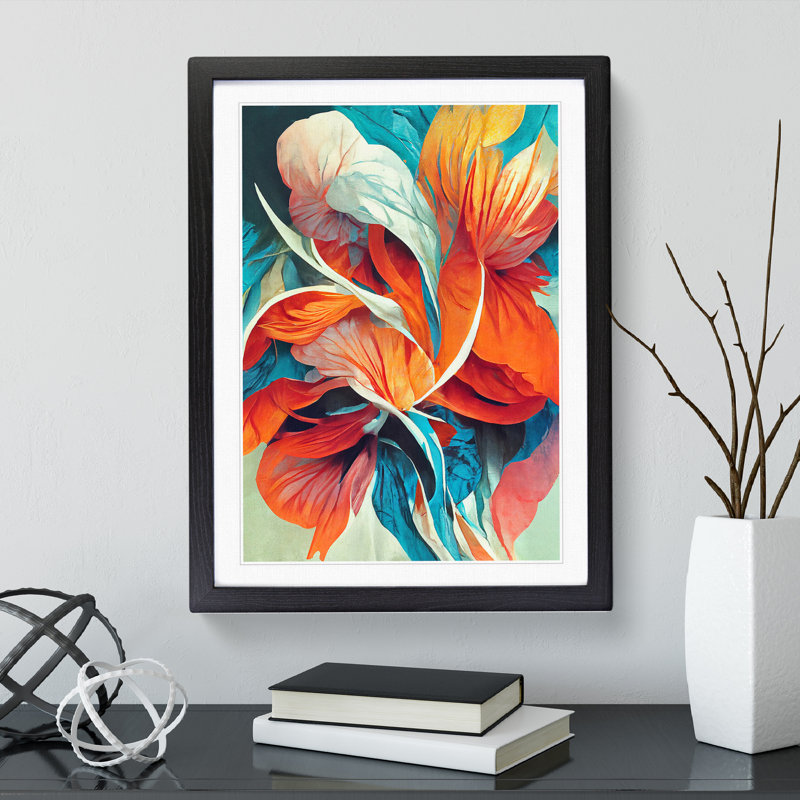 XV1022-263X Abstract Floral No.2 - Single Picture Frame Print, 64cm H x 46cm W x 2cm D, Black