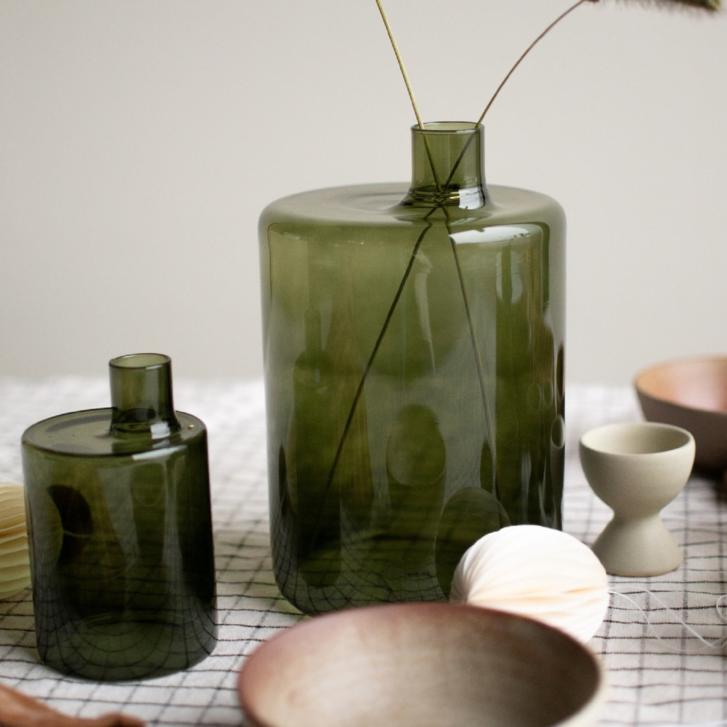 Vara Ceramic Table Vase, Green, 8"H x 5"W x 5"D