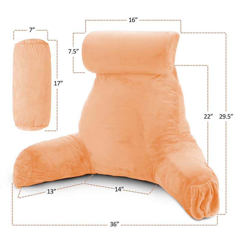 Nestl Reading Back Pillow For Reading & Bed Rest, 22" H x 36" W x 13" D, Apricot Buff Orange