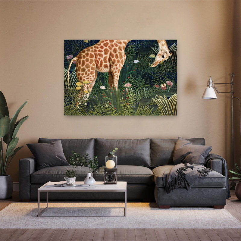 Dream Jungle Giraffes Abstract Giraffe Forest Nature Wall Art Print by Marja Van Den - Print, 101.6cm H x 152.4cm W
