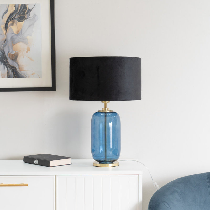 Andrevil Glass Table Lamp, Black, Blue